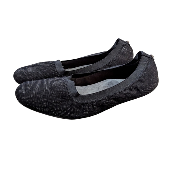 Stuart Weitzman Squeeze Goosebump Stretch Ballet Flat 10 Black Nappa Old Money - Picture 2 of 9